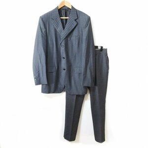 美品 CANALI カナーリ ストライプ 3B テーラードジャケット×スラックスパンツ シングルスーツ セットアップ サイズ50 グレー