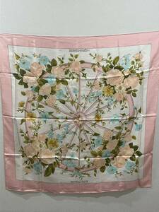 HERMES エルメス スカーフ 大判 カレ90 ROMANTIQUE ロマンティック 花柄 フラワー ピンク系 シルク 