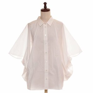 ◇491638 HERMES エルメス ブラウス H刺繍ポンチョ型ドルマンシャツ サイズ34 レディース ホワイト
