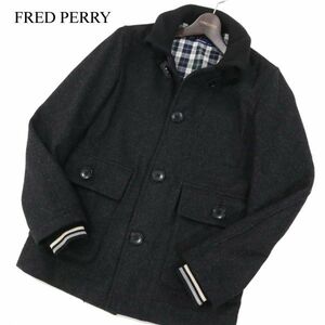 FRED PERRY フレッドペリー 秋冬 メルトン ウール★ ドンキー ジャケット Sz.S　メンズ ダークグレー　I3T02735_C#N