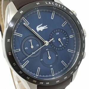 新品 LACOSTE ラコステ 腕時計 2011093 クオーツ ラウンド ブルー ブラウン シンプル おしゃれ コレクション レザー 動作OK 箱付き .