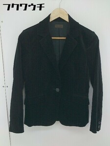 ◇ PROFILE プロフィール 1B シングル ベロア 長袖 テーラード ジャケット サイズ38 ブラック レディース