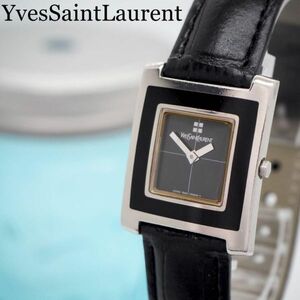 203 イヴサンローラン レディース腕時計 ブラック シルバー 新品ベルト