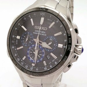 １円～SEIKO セイコー コーチュラ SSG009 8B92-0AL0 クロノ メンズ ウォッチ 電波ソーラー 箱 ◆送料600円(近畿)～◆質屋 神戸つじの