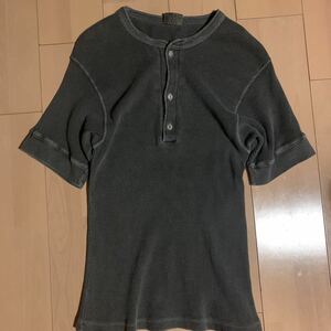 レア【Good wear】グッドウェア ヘンリーネック サーマル Tシャツ Sサイズ USA製 グレー 後染め 半袖Tシャツ