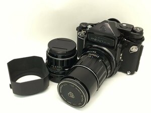 ASAHI PENTAX 6×7 / TAKUMAR/6×7 1:2/200 / 1:2.4/105 前期 中判カメラ グリップ フード付き ジャンク 中古【UW040304】