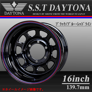 新品 1本価格 会社宛 送料無料 16×8J 6穴 139.7mm ET-25 SHONE SST DAYTONA デイトナブラック 赤青ライン ランクル80 4×4車各種 NO,SH187