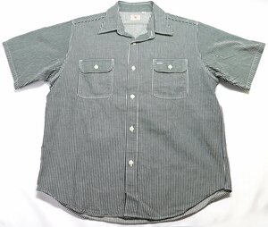 SugarCane (シュガーケーン) Hickory Stripe Work Shirt / ヒッコリーストライプ 半袖ワークシャツ sc37944 極美品 ブラック size XL