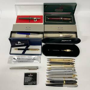 1円~【18点】万年筆 ボールペン まとめ売り SHEAFFER PILOT CROSS PARKER ZEBRA PELIKAN BURBERRY 等 ペン先 14K 585 18K 750 刻印有 YT