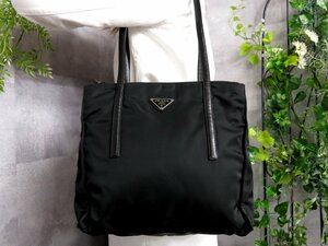 ●超美品●PRADA プラダ●三角ロゴプレート●ポコノ ナイロン カーフ レザー 本革●ショルダー トート バッグ●黒●SV金具●収納●Js46375