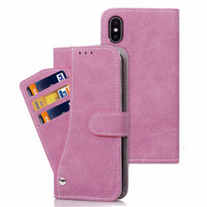 2点セット国内未発売高品質iphoneXS MAX　card case カード入れ　高級革ローズレッド