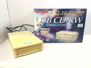 [K-2024]BUFFALO 外付けCD-RWドライブ☆バッファロー CDRW-J1210USB 通電.開閉確認OK★売り切り 1円スタート♪