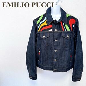 エミリオプッチ EMILIO PUCCI デニムジャケット マーモプリント コントラストパネル 2UDB05