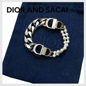 保存袋付き DIOR AND SACAI ディオール サカイ コラボ CD ICON CDアイコン レジンパール チェーン ブレスレット