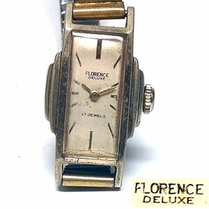 【侍】FLORENCE DELUXE フローレンス シルバーダイヤル 金張り 手巻き レディース 腕時計 ヴィンテージ 20+459
