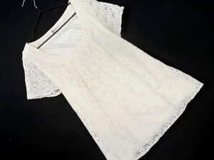 ネコポスOK ミッシェルクラン 総レース ブラウス シャツ size40/白 ■◆ ☆ dha1 レディース