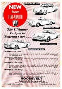 ◆1960年の自動車広告　フィアット　アバルト　FIAT　　ABARTH