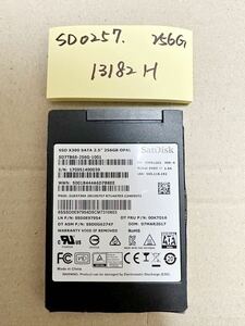 SD0257【中古動作品】SanDisk 256GB 内蔵 SSD /SATA 2.5インチ動作確認済み 使用時間13182H