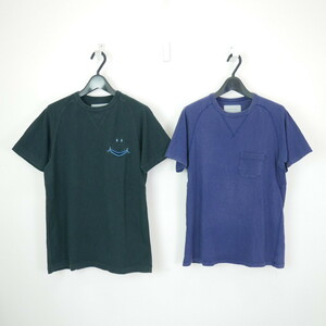 MARKAWARE マーカウェア 半袖 ラグラン スマイリー ポケット TEE Tシャツ カットソー 2点セット BLACK/NAVY 1