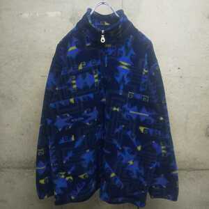 90s USA製 LANDS END / ランズエンド フリース women S 総柄 vintage ヴィンテージ ビンテージ 古着 used