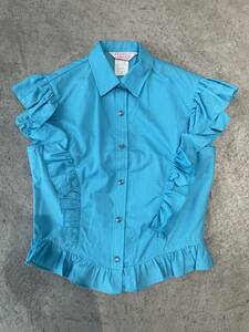 超希少！初見！未使用品！70s 80s 90s HbarC ウェスタンシャツ western フリル ロカビリー TOGA トーガ Brighton ロデオ(blue)