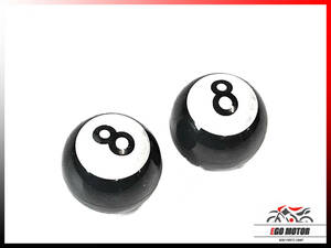 【送料無料】a372BK 8 エイト ボール 8 Ball エアバルブキャップ 2個セット 黒色 オートバイ バイク 自動車 パーツ