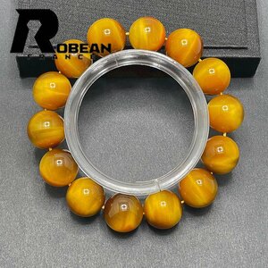 逸品 EU製 定価5万円★ROBEAN・ゴールデンタイガーアイ★ブレスレット パワーストーン 天然石 数珠 金運 お守り 15.5-16.1mm 1001G1154