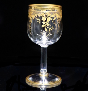 オールド・バカラ (BACCARAT) 1900年頃 金彩 ロココ調 グラス リキュール ショット カップ ポット 花瓶 ゴールド アンティーク レア 希少