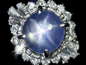 UV11640T【1円～】新品【RK宝石】《Star Sapphire》極上非加熱スターサファイア 大粒3.00ct!! 極上ダイヤモンド Pt900 高級リング ダイヤ