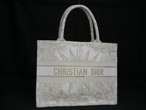 ■極美品■ ChristianDior クリスチャンディオール ブックトート ミディアム キャンバス トートバッグ ショルダー ホワイト系 BF3133