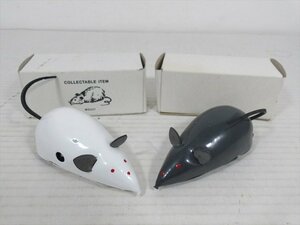 Mechanical Mouse ブリキ 2ヶセット ゼンマイ式 中国製 Rat ネズミ ビンテージ 箱付き 雑貨[未使用品]