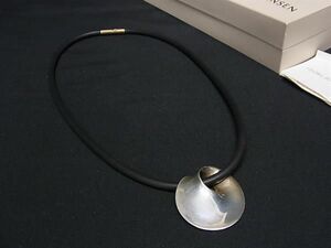 1円 ■美品■ GEORG JENSEN ジョージ ジェンセン SV925 ネックレス チョーカー ペンダント アクセサリー シルバー系×ブラック系 AY2447