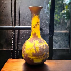 【証明書付】 エミールガレ 高さ24cm 山景文 カメオ彫 花瓶 フラワーベース FG0212