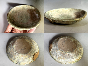 須恵器■古い時代物皿 土器 発掘皿 引っ付き痕 古玩 古美術 時代物 骨董品■
