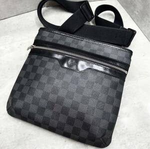 ■鑑定済■ LOUIS VUITTON ルイヴィトン メンズ トマス ダミエ グラフィット ショルダーバッグ サコッシュ PVC×レザー ブラック 黒 