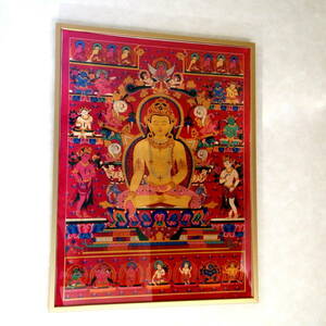 額縁入り ネパールで描かれた曼陀羅 宝生如来 ラトナサンバヴァ 肉筆原画 1点もの