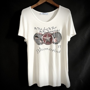 #snc ブルマリン BLUMARINE カットソー Tシャツ L 白 半袖 スタッズ ビジュー イタリア製 レディース [772098]