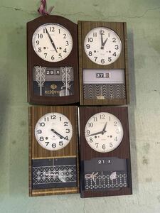 ゼyE#26 振り子時計 4個セット まとめ売り 昭和レトロ アンティーク 掛け時計 古時計 SEIKO N.H.T 30DAY 中古 現状品 部品取り等に 