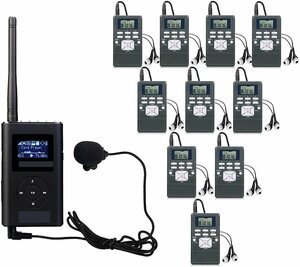 ポータブルラジオ 0。6W 1 FM送信機 TR504 + 10 FMラジオ受信機 PR13教会会議を案内するためのオーディオワイヤレスツアーガイドシステム