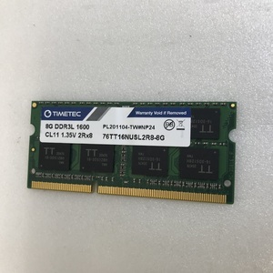 TIMETEC DDR3L-12800S 8GB 1枚 DDR3L ノートPC用 メモリ DDR3L 1600 8GB 204ピン DDR3L LAPTOP RAM 8GB 中古動作確認済み