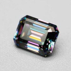 ラボ レインボーブルーダイヤモンド １ct エメラルドカット 宝石 希少 輝き 高品質 宝石シリーズ スクエア モアッサナイト 証明書付 C689