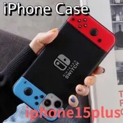 【iPhone15plus用】人気 iphoneカバー　レッド×ブルー