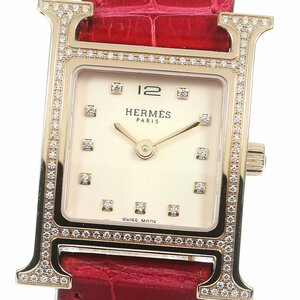 エルメス HERMES HH1.273 Hウォッチ K18PG ダイヤベゼル クォーツ レディース 良品 内箱・保証書付き_770627