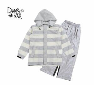 【アウトレット・大特価】ダムトラックス BORDER RAIN◆GRAY　XL レインウエア上下セット・収納袋付き 定価10,000円　バイカー 男女兼用