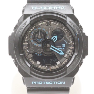  カシオ G-SHOCK 腕時計 GA-300BA-1AJF クォーツ ブラック×ブルー 2024年4月電池交換済 アナデジ カレンダー CASIO Gショック
