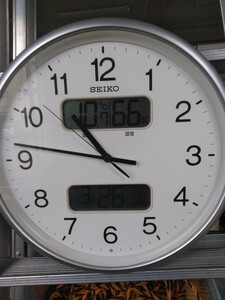 【セイコー 】★SEIKO ★セイコー電波掛時計 ★型式=KX348S ★時分秒針★温湿度★月日曜日すべて正常作動中