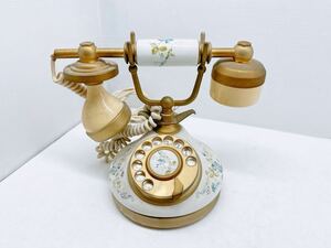 希少！GOLD PLATED - 18K ダイヤル式電話機 TELCER TELEFONIA イタリア製 ITALY 花柄 昭和レトロ アンティーク ヴィンテージ 当時物 現状