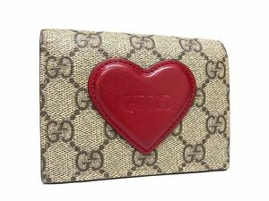 1円 ■美品■ GUCCI グッチ 648848 GG柄 PVC ハートモチーフ 二つ折り 財布 ウォレット 札入れ 小銭入れ カード入れ ブラウン系 FC3994