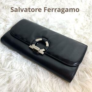 Salvatore Ferragamo ガンチーニ 長財布 三つ折り 黒