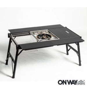 ONWAY NEW IGTテーブル OW-8044 アルミIGTローテーブル フラットバーナー ローテーブル アウトドアテーブル ブラック 収納ケース付 ３